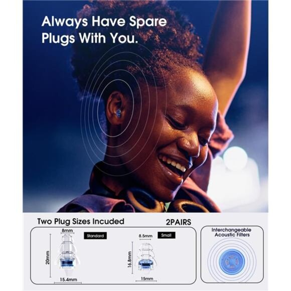 Concert Ear Plugs, 2Pairs Reusable high Fidelity Musician Ear Plugs for Concerts - Picture 3 of 7